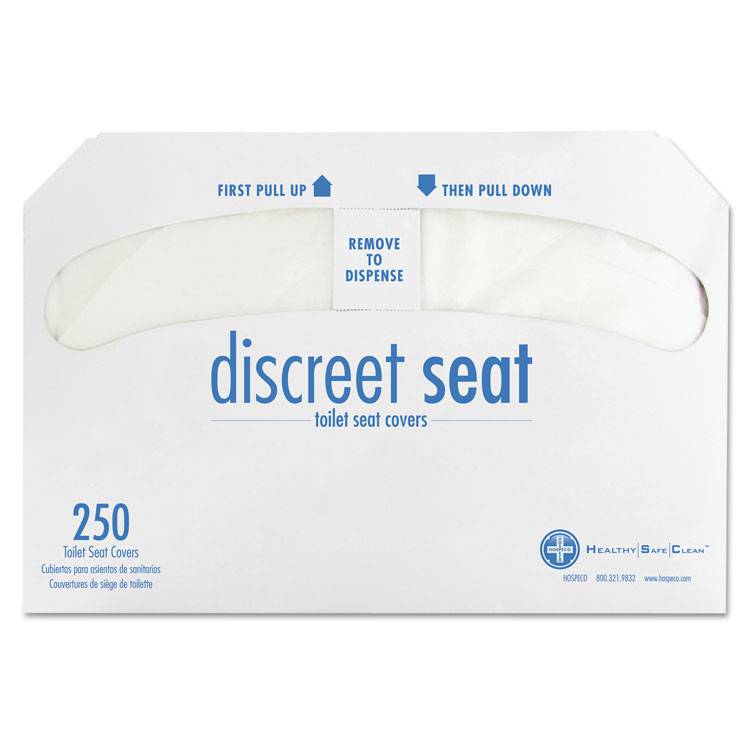 Picture of Discreet Seat Half-Fold Toilet Seat Covers, White, 250/pack, 20 Packs/carton