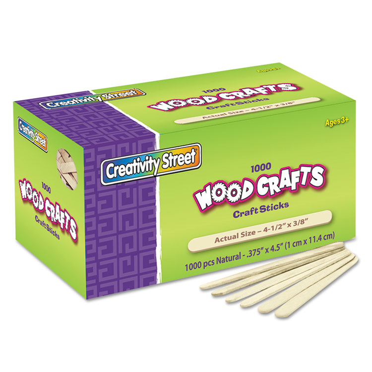 Picture of Natural Wood Craft Sticks, 4 1/2 x 3/8, Wood, Natural, 1000/Box