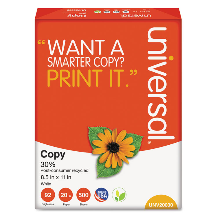 Picture of 30% Recycled Copy Paper, 92 Brightness, 20lb, 8 1/2 x 11, White, 5000/Carton