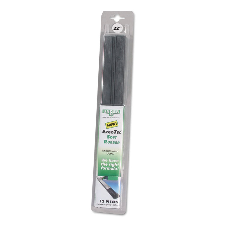 Picture of Ergotec Replacement Squeegee Blades, 16 Inches, Black Rubber, Soft, 12/pack