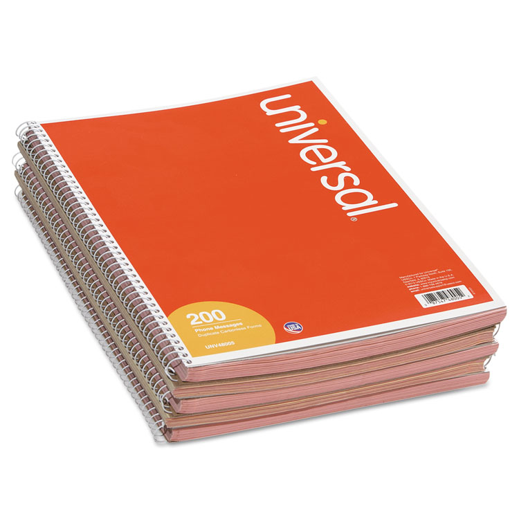 400-Set Book 5 x 3 3/8 2-Part Carbonless 1InTheOffice Wire Bound Message Book 2 Pack 