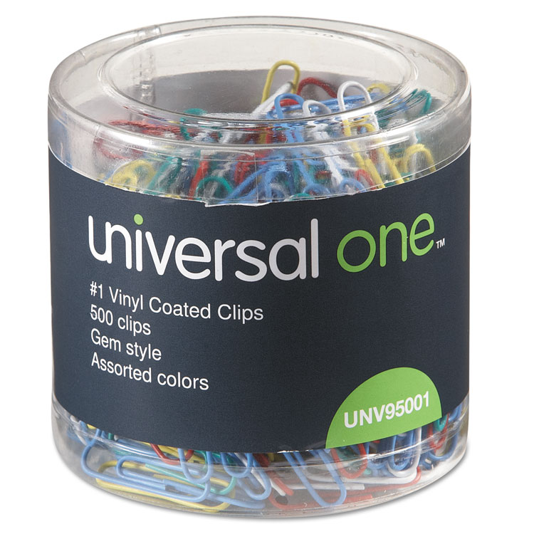 Picture of Vinyl-Coated Wire Paper Clips, No. 1, Assorted Colors, 500/Pack