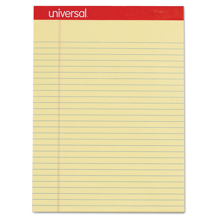Picture of Perforated Edge Writing Pad, Legal/Margin Rule, Letter, Canary, 50 Sheet, Dozen