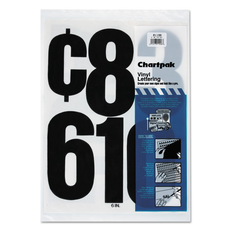 3 PACKS Chartpak 1/4-inch Black Stick-on Vinyl Letters & Numbers 01000 