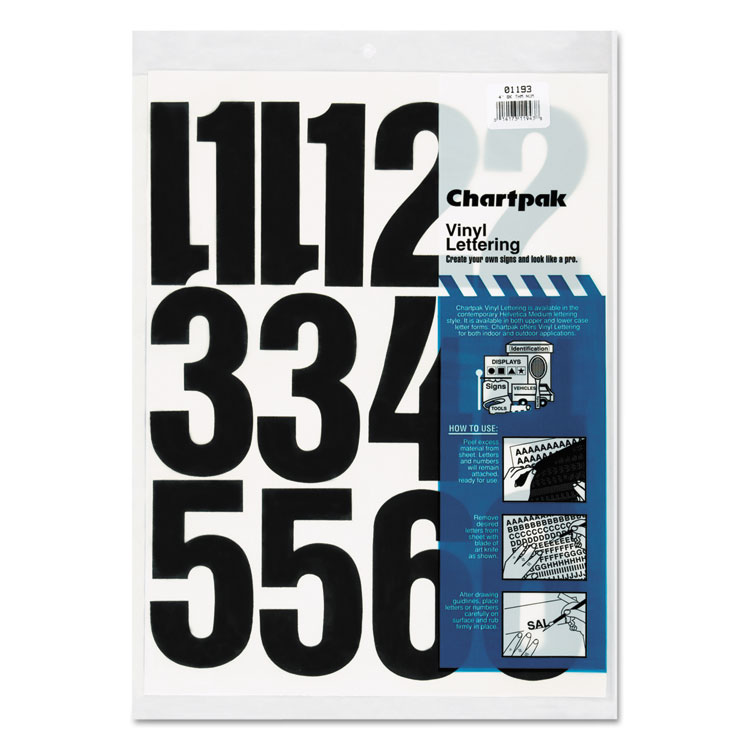 Picture of Press-On Vinyl Numbers, Self Adhesive, Black, 4"h, 23/Pack