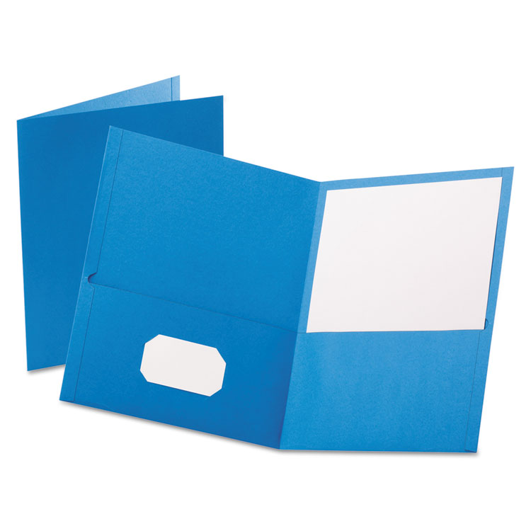 Picture of Twin-Pocket Folder, Embossed Leather Grain Paper, Light Blue, 25/Box