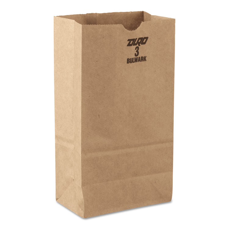 Picture of #3 Paper Grocery, 52lb Kraft, Extra-Heavy-Duty 4 3/4x2 15/16 X8 9/16, 500 Bags