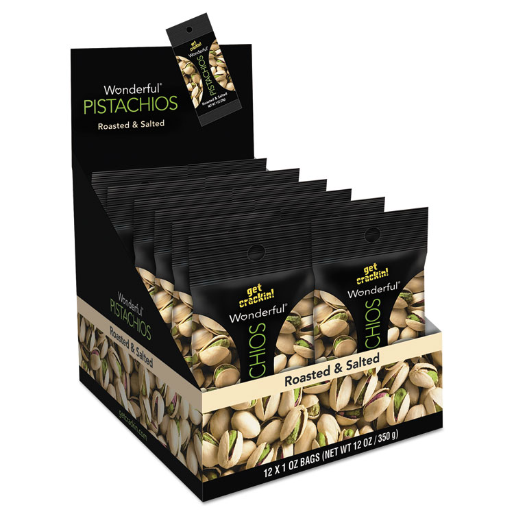 Picture of Wonderful Pistachios, Roasted & Salted, 1 oz Pack, 12/Box