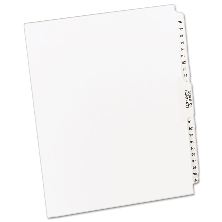 Picture of Avery-Style Legal Exhibit Side Tab Divider, Title: 76-100, Letter, White