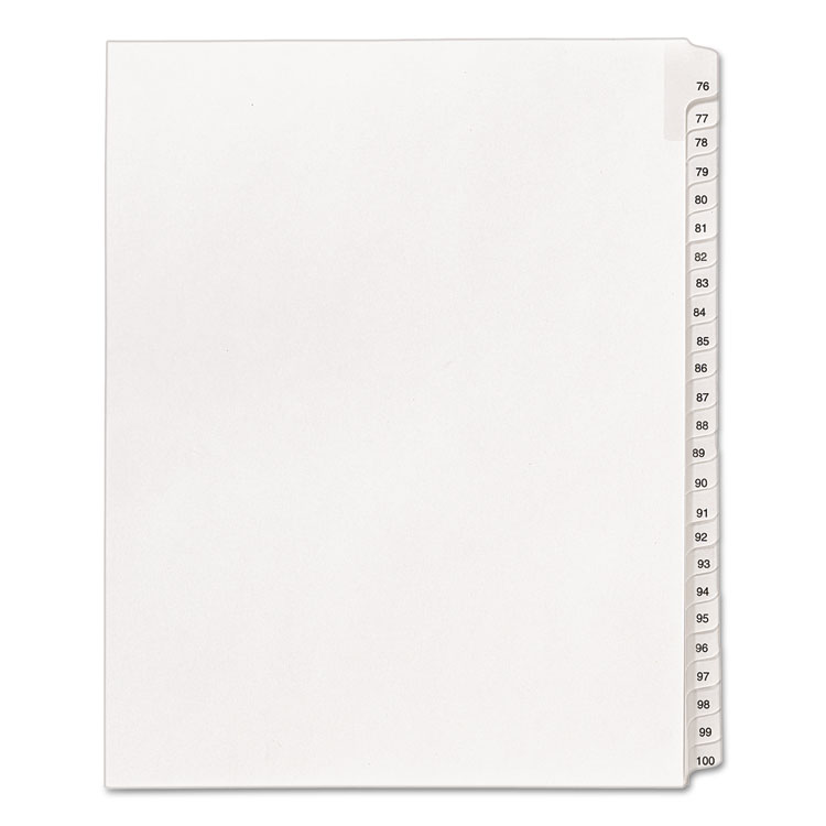 Picture of Allstate-Style Legal Exhibit Side Tab Dividers, 25-Tab, 76-100, Letter, White