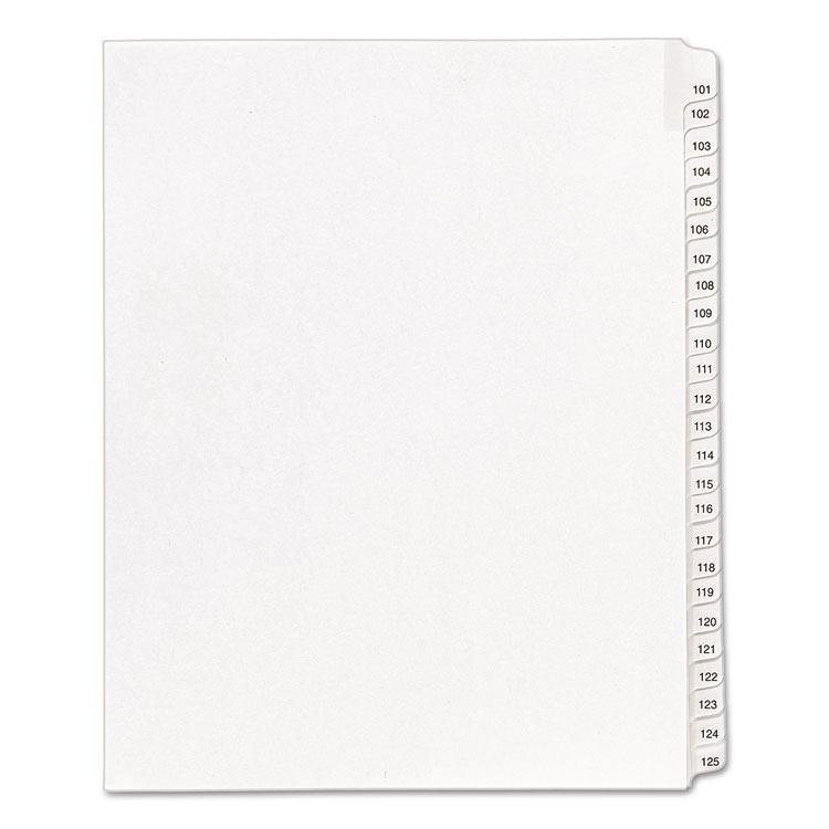 Picture of Allstate-Style Legal Exhibit Side Tab Dividers, 25-Tab, 101-125, Letter, White