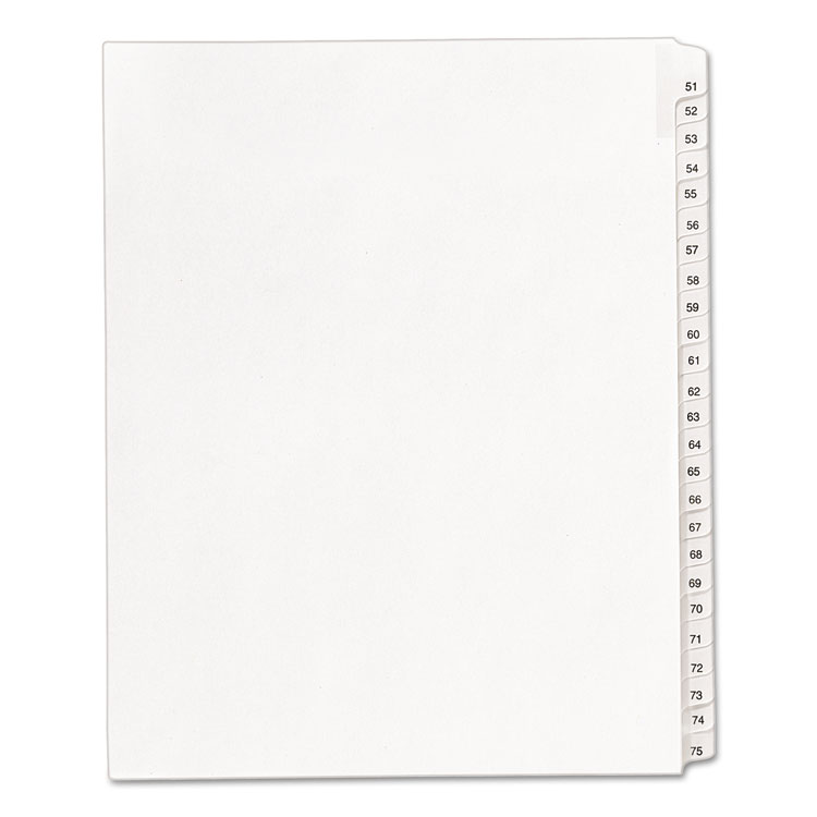 Picture of Allstate-Style Legal Exhibit Side Tab Dividers, 25-Tab, 51-75, Letter, White
