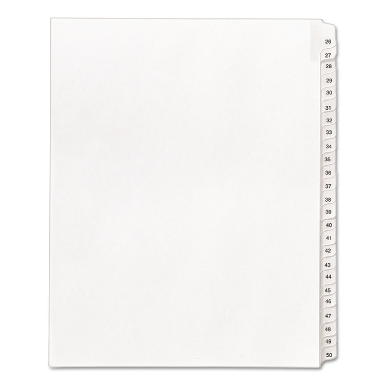 Picture of Allstate-Style Legal Exhibit Side Tab Dividers, 25-Tab, 26-50, Letter, White