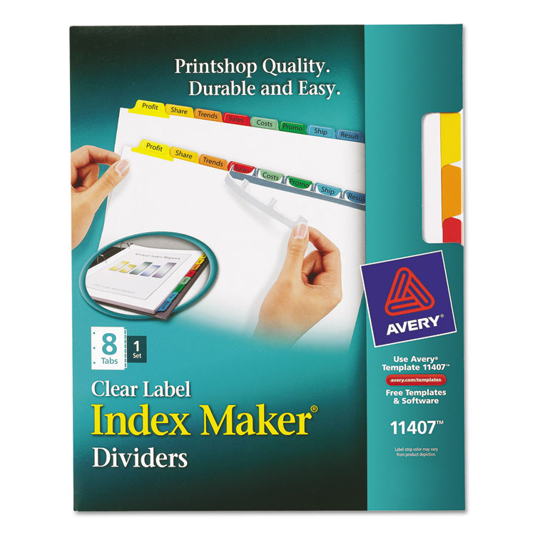 Picture of Index Maker Print & Apply Clear Label Dividers w/Color Tabs, 8-Tab, Letter