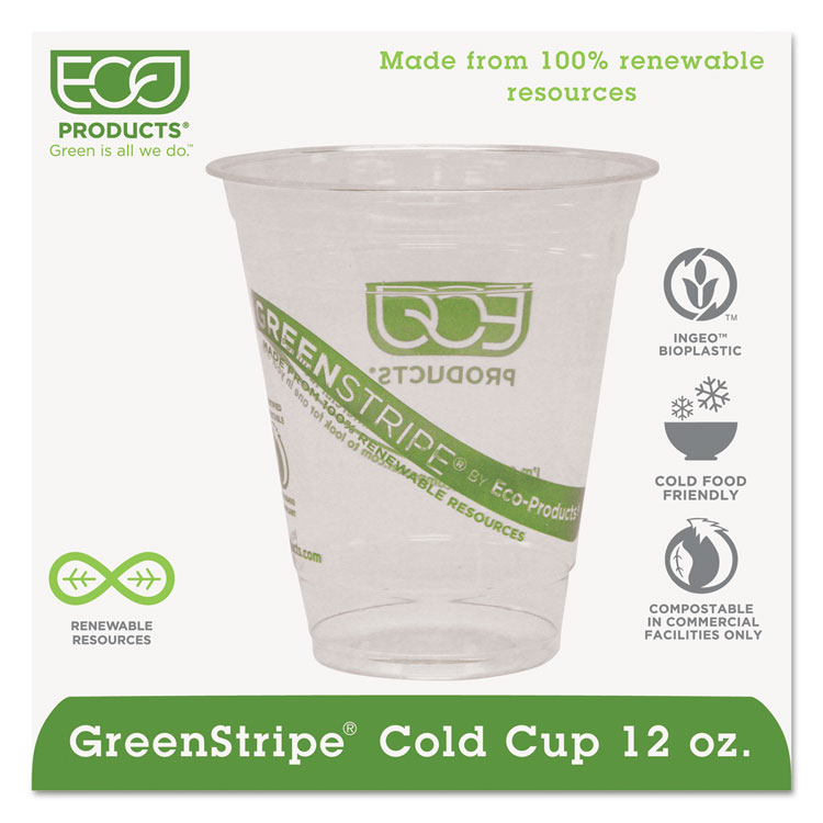 Picture of Greenstripe Renewable & Compostable Cold Cups - 12oz., 50/pk, 20 Pk/ct