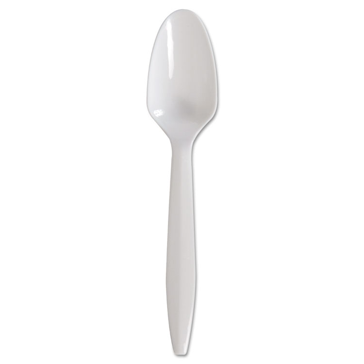 Mediumweight Polypropylene Teaspoons, White, Ind. Wrapped, 1000/Carton