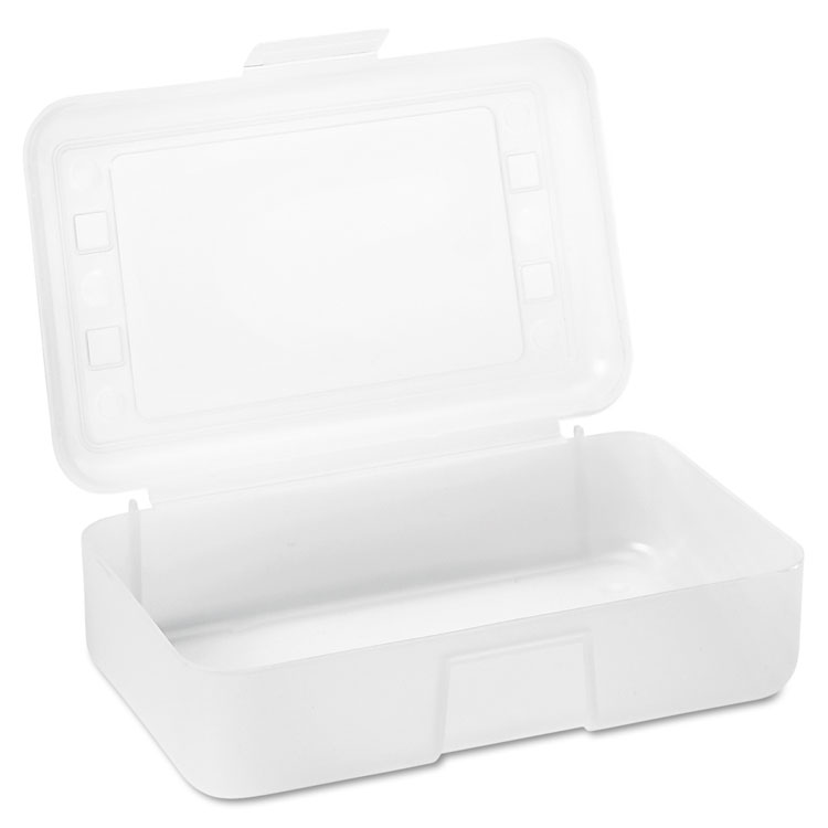 Picture of Gem Polypropylene Pencil Box with Lid, Clear, 8 1/2 x 5 1/2 x 2 1/2