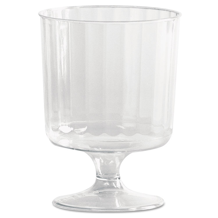 Picture of Classic Crystal Plastic Wine Glasses On Pedestals, 5 Oz., Clear, Fluted, 10/pack
