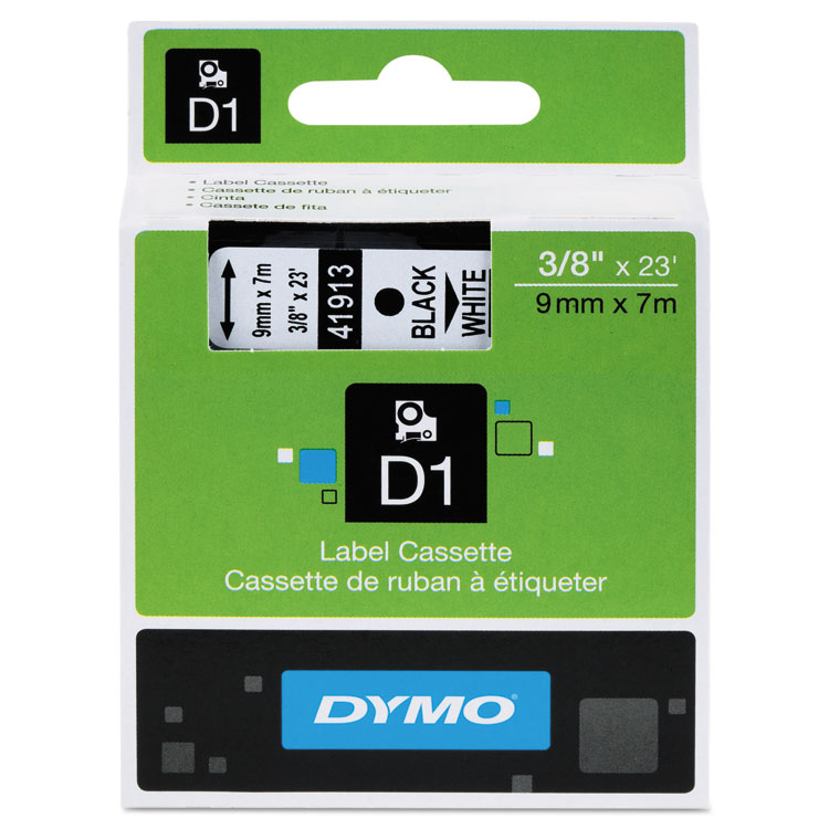 Picture of D1 High-Performance Polyester Removable Label Tape, 3/8" x 23 ft, Black on White