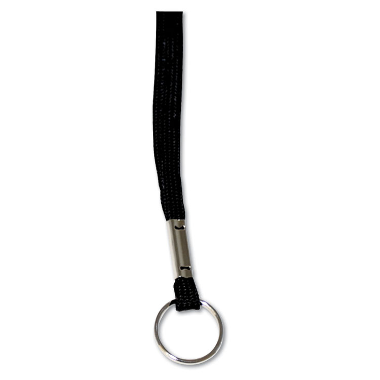 Picture of Deluxe Lanyards, Ring Style, 36" Long, Black, 24/Box