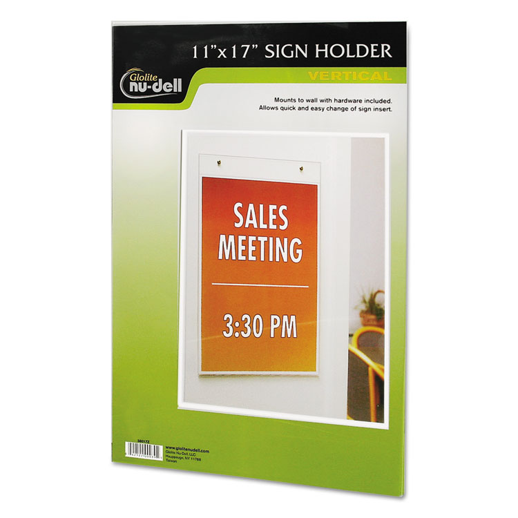 Picture of Clear Plastic Sign Holder, Wall Mount, 11 x 17