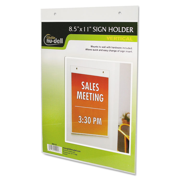 Picture of Clear Plastic Sign Holder, Wall Mount, 8 1/2 x 11