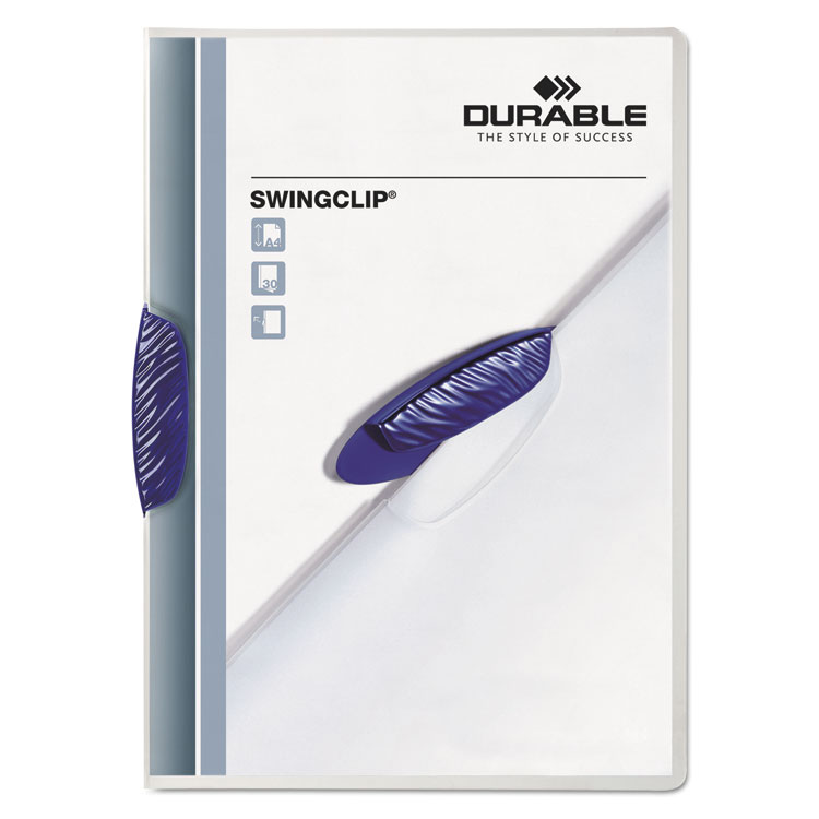 Picture of Swingclip Polypropylene Report Cover, Letter Size, Clear/Dark Blue Clip, 25/Box