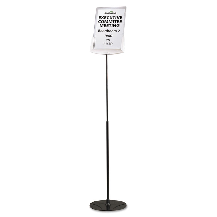Picture of Sherpa Infobase Sign Stand, Acrylic/Metal, 40"-60" High, Gray