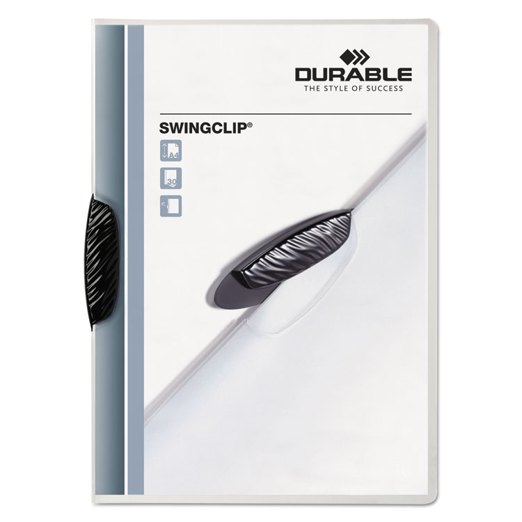 Picture of Swingclip Polypropylene Report Cover, Letter Size, Clear/Black Clip, 25/Box
