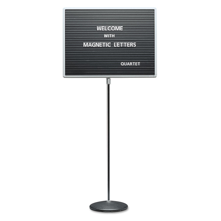 Picture of Adjustable Single-Pedestal Magnetic Letter Board, 24 x 18, Black, Gray Frame