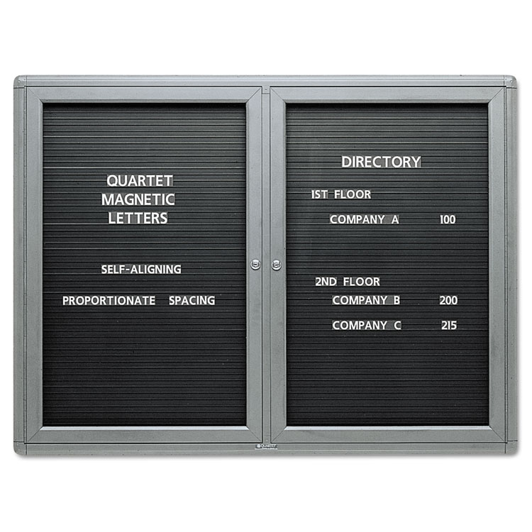 Picture of Enclosed Magnetic Directory, 48 x 36, Black Surface, Graphite Aluminum Frame