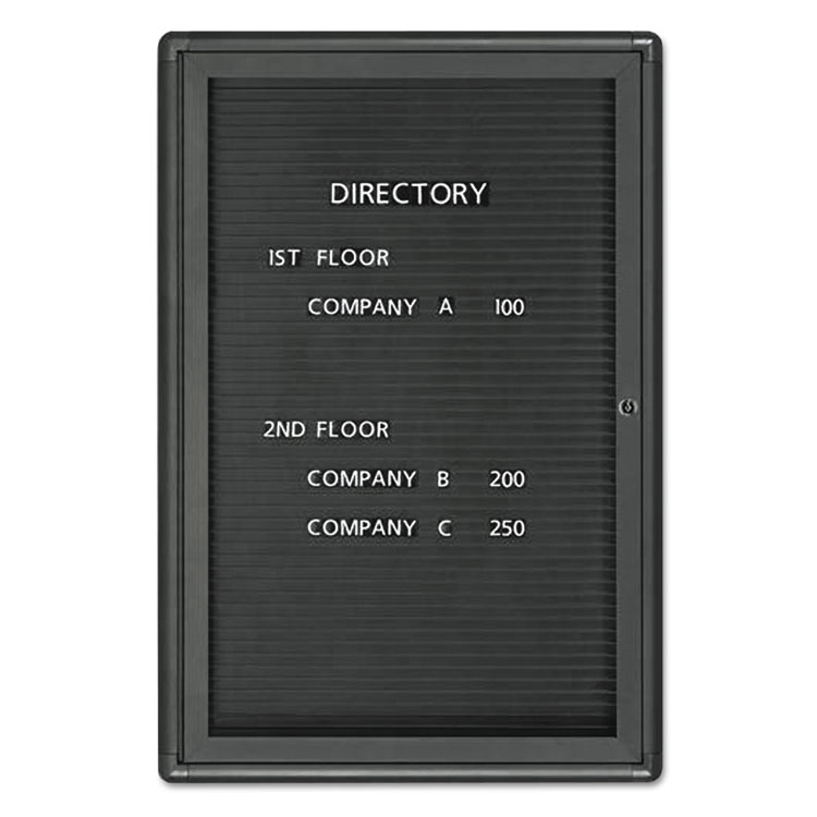 Picture of Enclosed Magnetic Directory, 24 x 36, Black Surface, Graphite Aluminum Frame