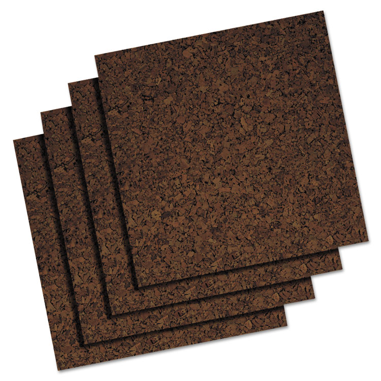 Picture of Cork Panel Bulletin Board, Brown, 12 x 12, 4 Panels/Pack