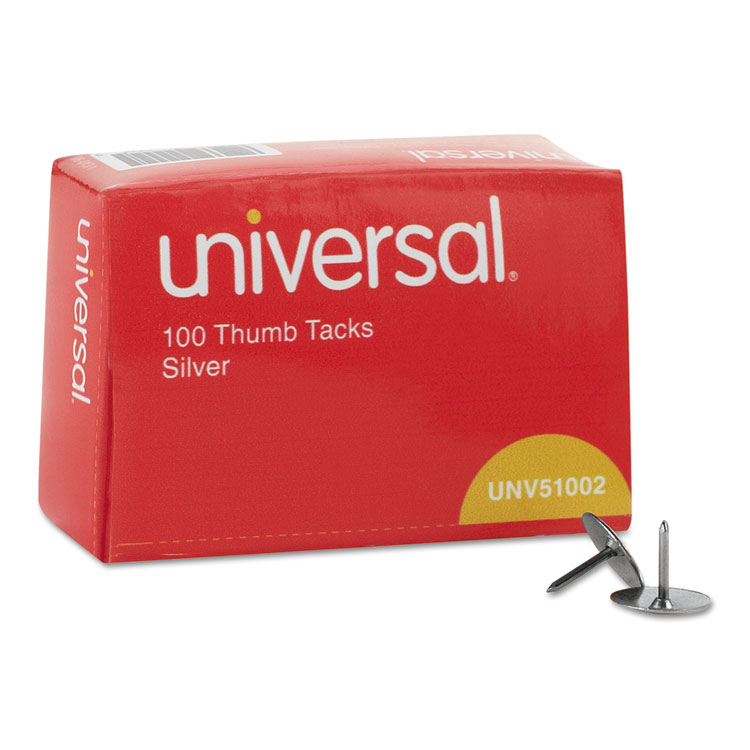 Picture of Thumb Tacks, Steel, Silver, 5/16", 100/Box