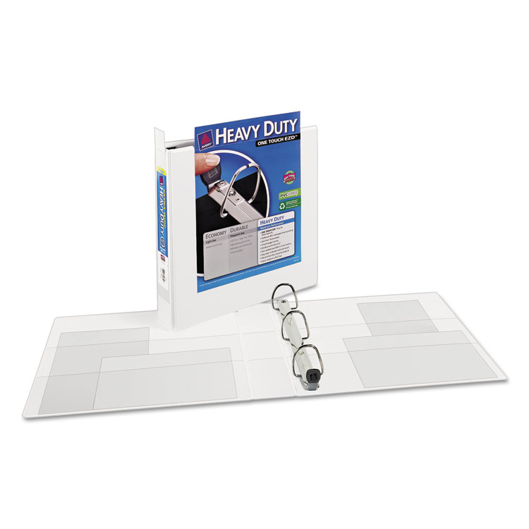 Picture of Heavy-Duty View Binder w/Locking 1-Touch EZD Rings, 1 1/2" Cap, White