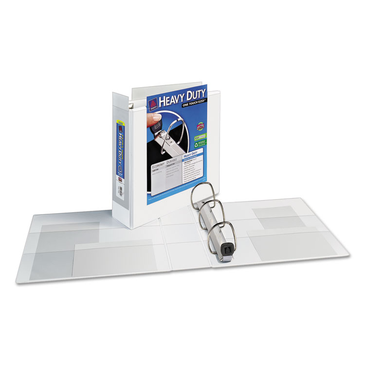 Picture of Heavy-Duty View Binder w/Locking 1-Touch EZD Rings, 3" Cap, White