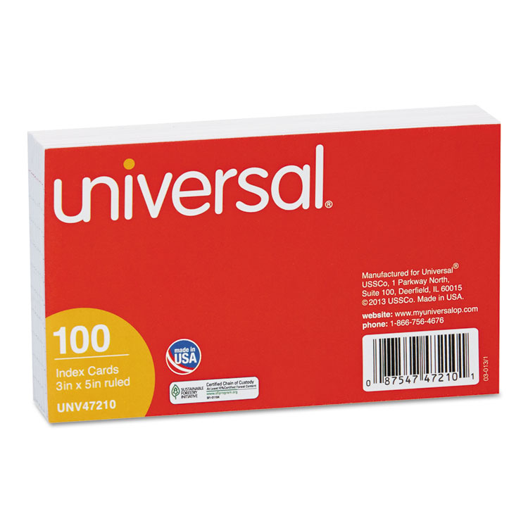 Picture of Ruled Index Cards, 3 x 5, White, 100/Pack