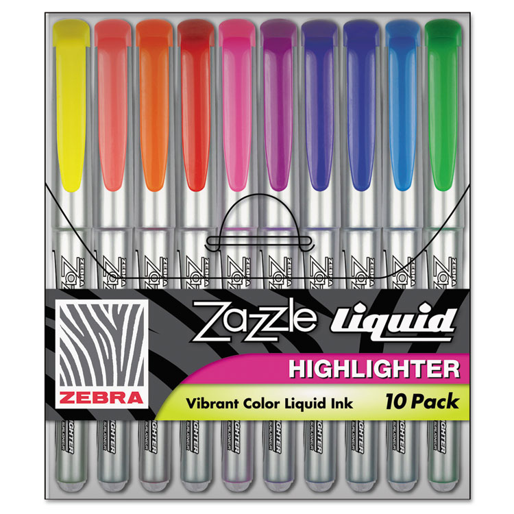 Picture of Zazzle Liquid Ink Highlighter, Chisel Tip, Asst Colors, 10/Set