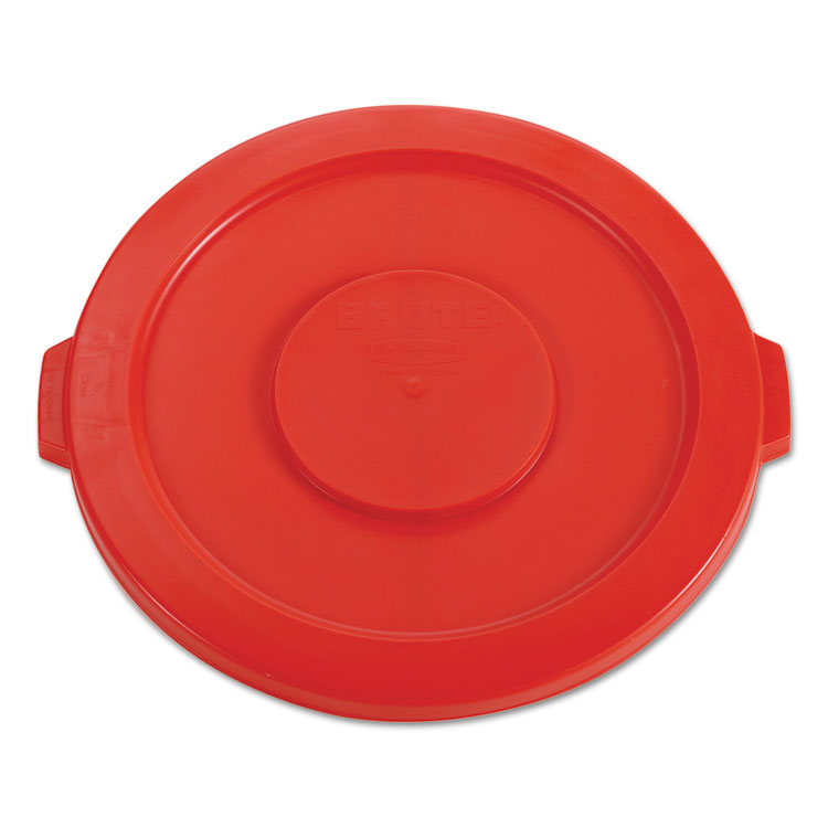 Picture of Round Flat Top Lid, for 32-Gallon Round Brute Containers, 22 1/4", dia., Red