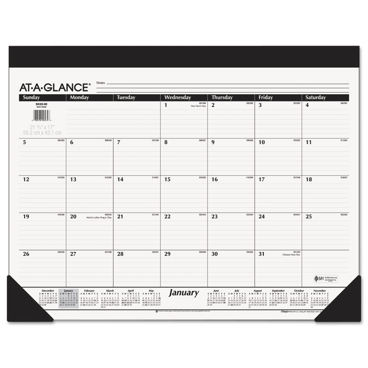 Picture of Monthly Refillable Desk Pad, 22 x 17, White