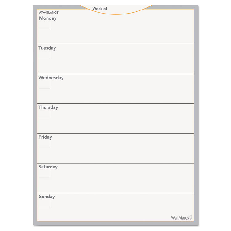 Picture of WallMates Self-Adhesive Dry Erase Weekly Planning Surface, 18 x 24