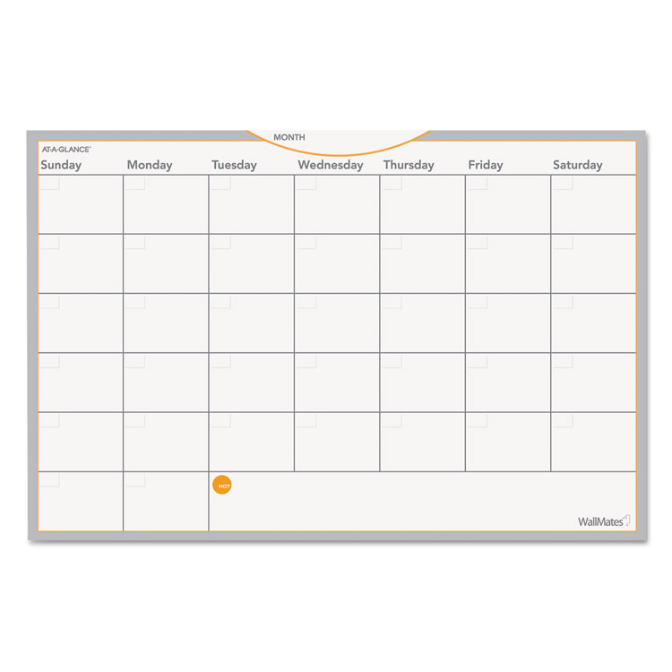 Picture of WallMates Self-Adhesive Dry Erase Monthly Planning Surface, 18 x 12