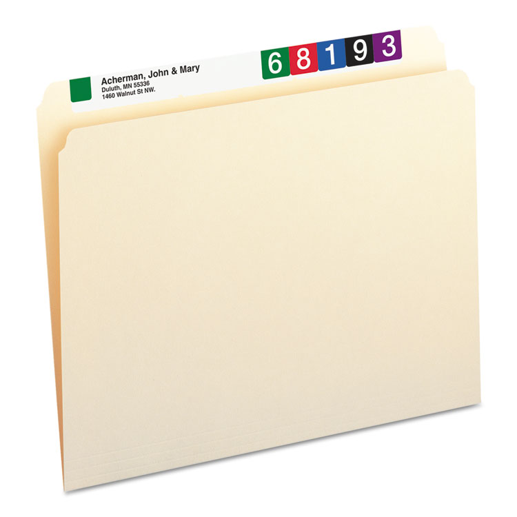Picture of File Folders, Straight Cut, One-Ply Top Tab, Letter, Manila, 100/Box