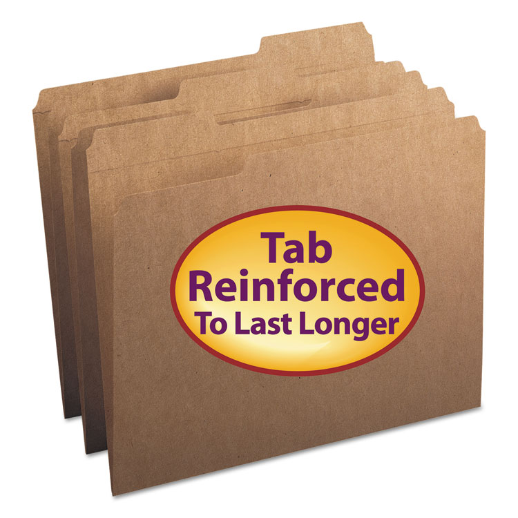 Picture of Kraft File Folders, 1/3 Cut, Reinforced Top Tab, Letter, Kraft, 100/Box