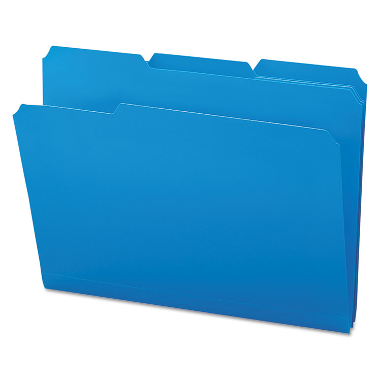 Picture of Waterproof Poly File Folders, 1/3 Cut Top Tab, Letter, Blue, 24/Box