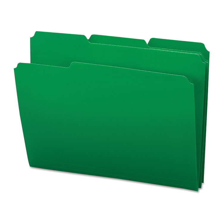 Picture of Waterproof Poly File Folders, 1/3 Cut Top Tab, Letter, Green, 24/Box