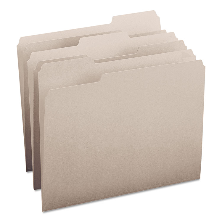 Picture of File Folders, 1/3 Cut Top Tab, Letter, Gray, 100/Box