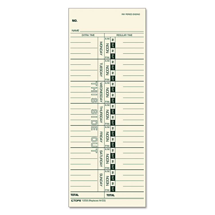 Picture of Time Card for Acroprint/IBM/Lathem/Simplex, Weekly, 3 1/2 x 9, 500/Box