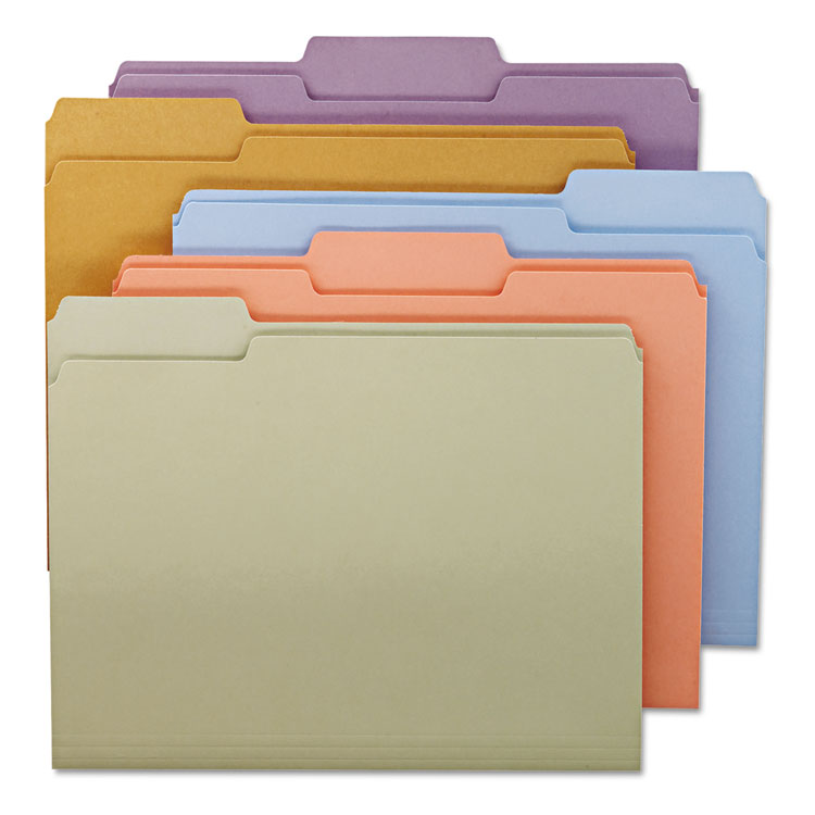 Picture of File Folders, 1/3 Cut Top Tab, Letter, Assorted Colors, 100/Box
