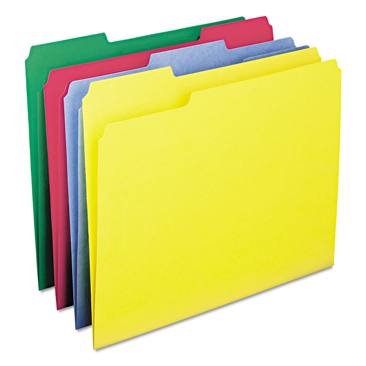 Picture of WaterShed/CutLess File Folders, 1/3 Cut Top Tab, Letter, Assorted, 100/Box
